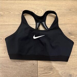 Nike Women's Black Sports Bra with White Logo